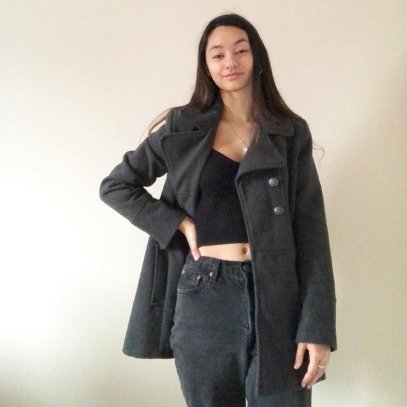 Grey double breasted coat - Picture 2 of 8